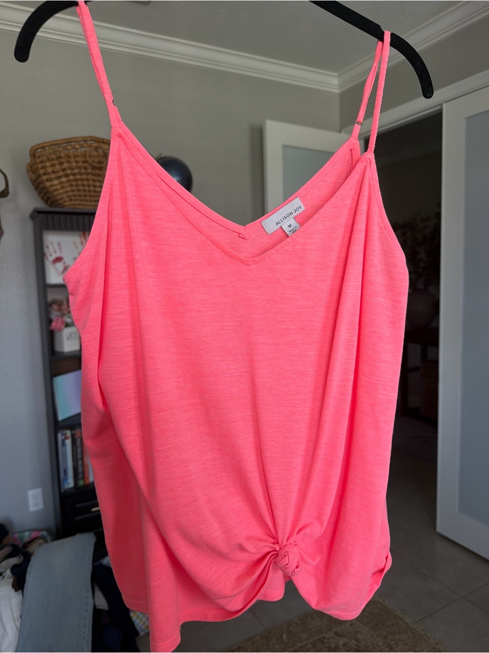 Allison Joy Neon Coral Knot-Front Camisole